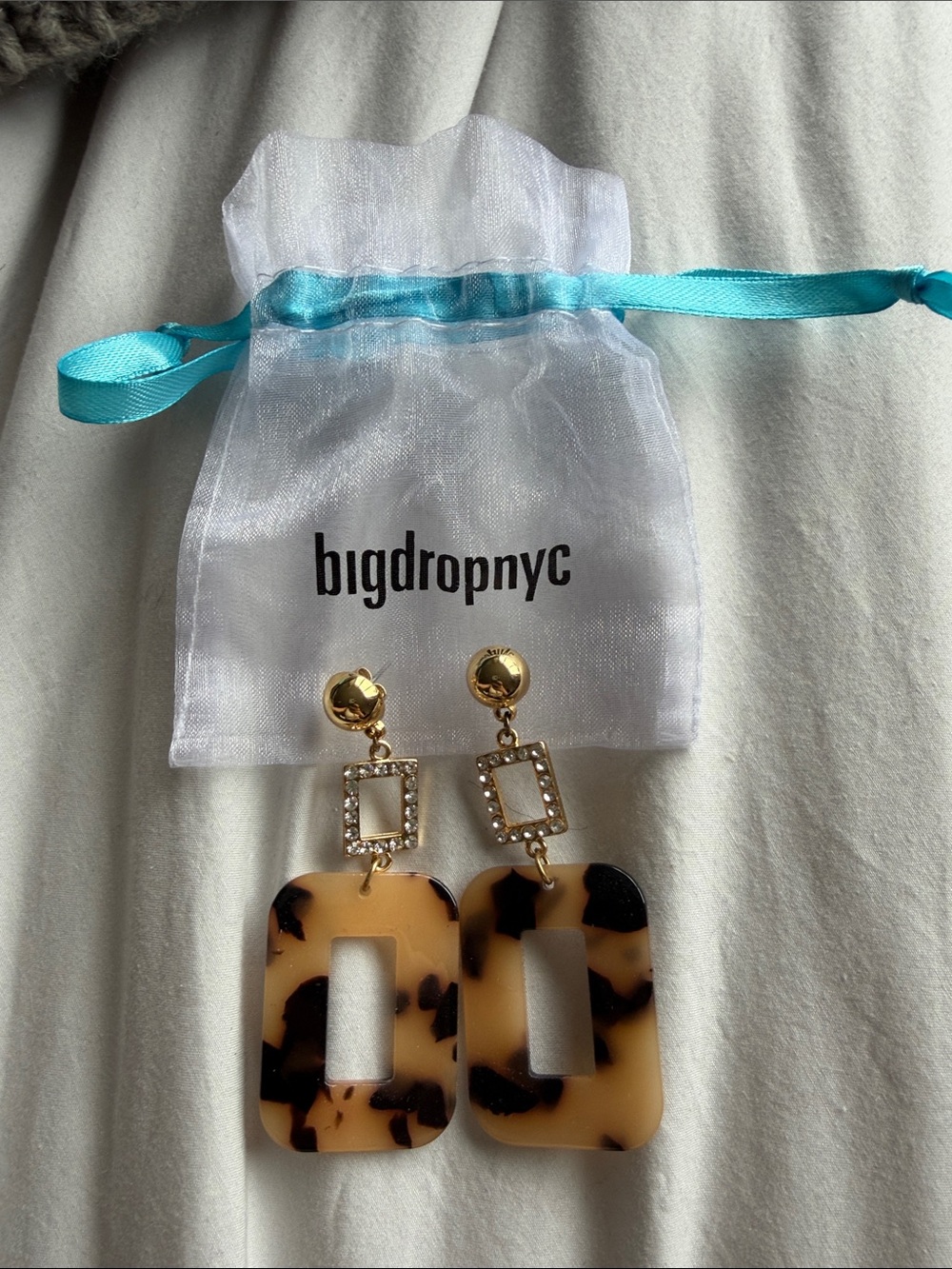 Gold and Tortoiseshell Drop Earrings